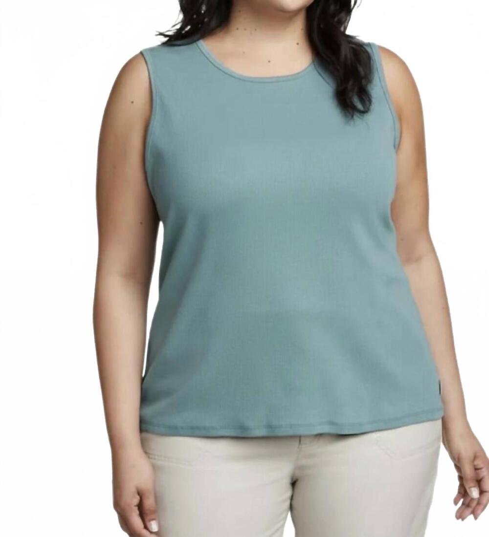 NEW EDDIE BAUER sleeveless solstice peak rib tank top - plus in dusty jade